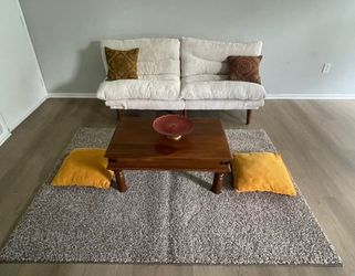 Mid-Century Modern Cream Loveseat Sofa