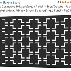  Elevens Decorative Privacy Screen Panel Indoor/Outdoor Patio Lightweight Metal Privacy Screen Square(Single Panel 47"x24")