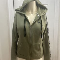 Victoria’s Secret Pink Size Small Olive Green and Black Sweater Hoodie Full Zip