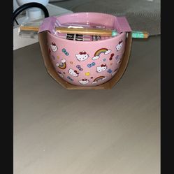 Hello Kitty, Ceramic Bowl With Chopsticks