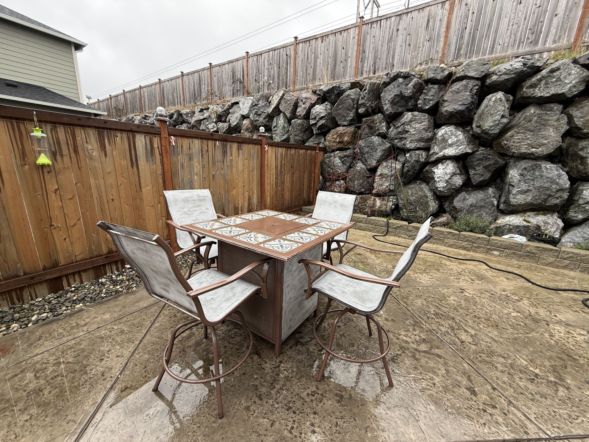 Outdoor Patio Dining Set (4-Seater) with propane grill table.