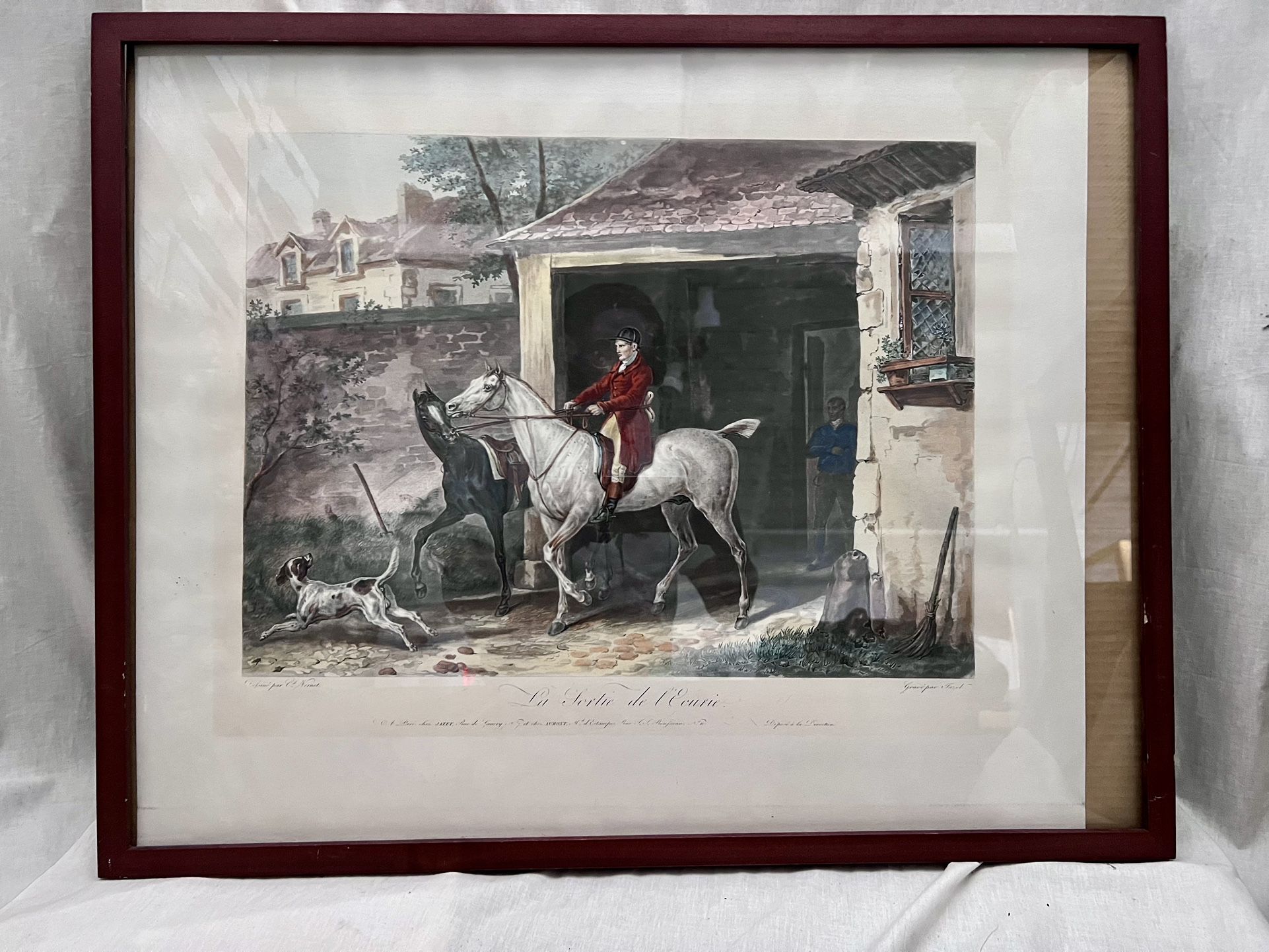 La Sortie de I’Ecurie Vernet …. Hand Colored Original
