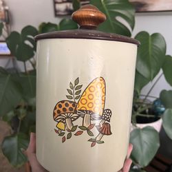 Vintage West Bend Aluminum Mushroom Canister MCM with Wood Knob
