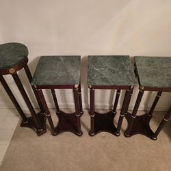Green Marble Top Plant Stands