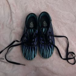 Blue Purple Ombre Zebra Print Vans, Girls’ Size 2.5