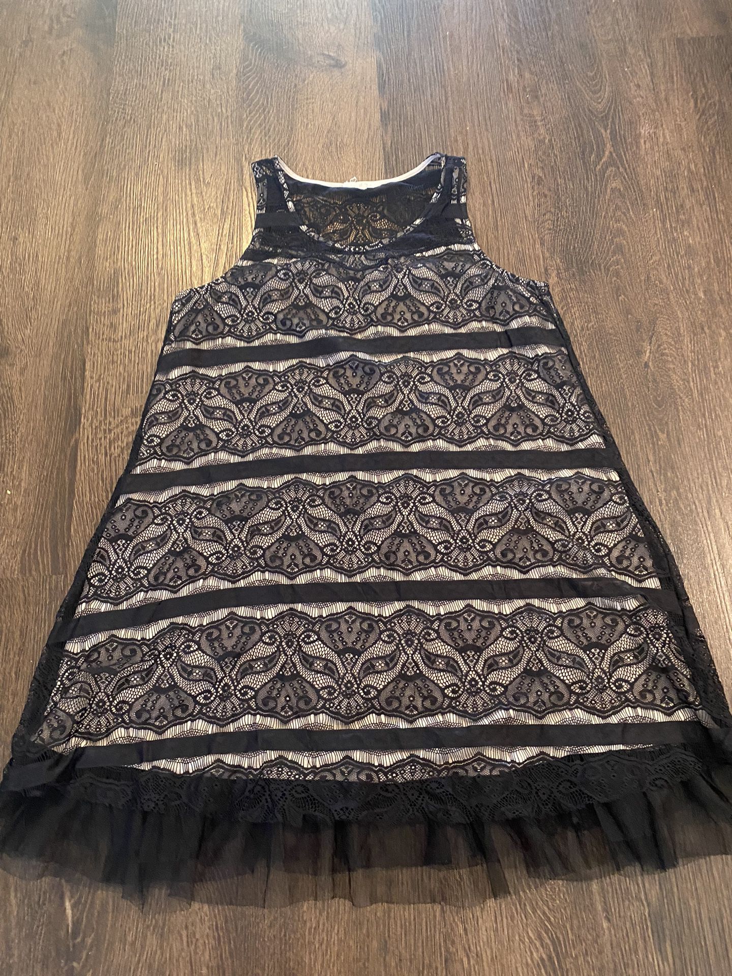 Womans Black Lace Shirt Dress Size Large By Hem & Thread #16
