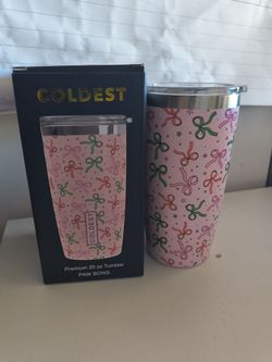 Coldest 20 oz Tumbler – Pink Bows