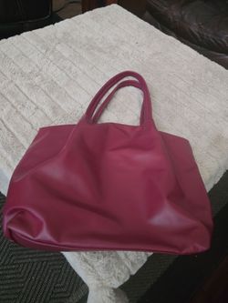 Neiman Marcus Large Burgundy Faux Leather Tote Bag