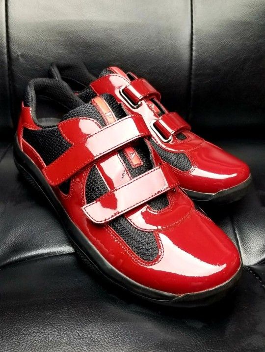 PRADA AMERICAS CUP Rubino Patent Leather Sz9.5 US NEW!!
