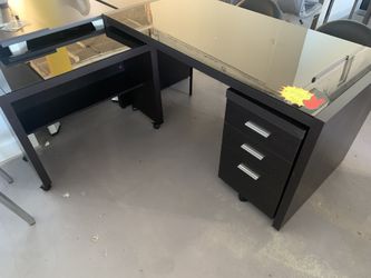 Desk Modern 3 Pieces With Black Glass New! Sale! 