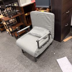 Sleep Chair, Folding Sleeper Chairs for Adults (Light Grey) Comfy, Cozy, Convertible, 5 in 1, 5-Position Adjustable Backrest, Side Pockets, Pillow, Sm