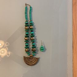 Necklace And One Earring. vintage Bohemian