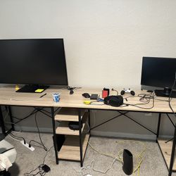 L Shaped Desk With Shelves Reversible Corner 