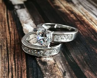 2pc Wedding Engagement Ring Set