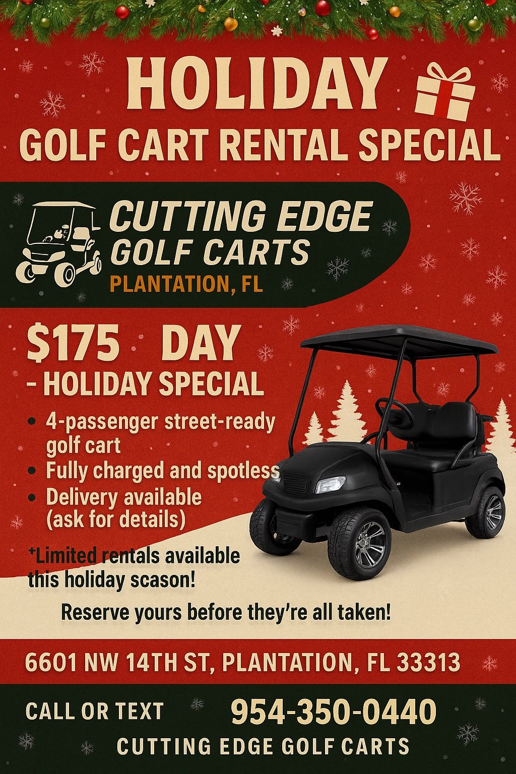 Golf Cart Rental $175 A Day