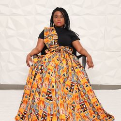 African Print Maxi Skirt 