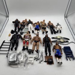 Wwe Huge Wrestling Lot Of Figurine And Accessories 