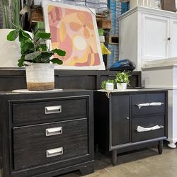 Dark wooden nightstands