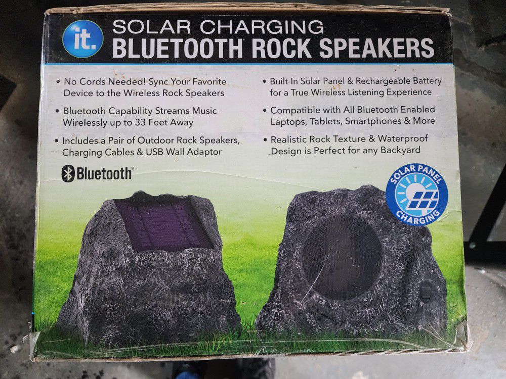 SOLAR CHARGING BLUETOOTH ROCK SPEAKERS