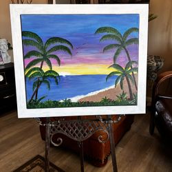 TROPICAL DELIGHT” Acrylic Original On Canvas With Frame  
