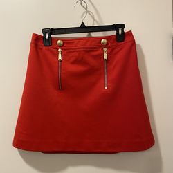 New Express skirt red size 6 Gold Zipper 