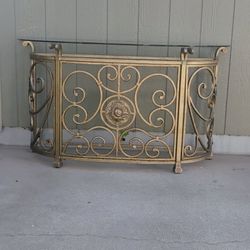 Antique  Table Metal Glass 2 PCS