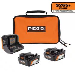18V Lithium-Ion (2) 4.0 Ah Battery Starter Kit with Charger and Bag batteries
