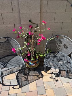 Rod iron patio chairs. Rocking type. Excellent condition
