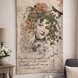 Vintage floral French portrait