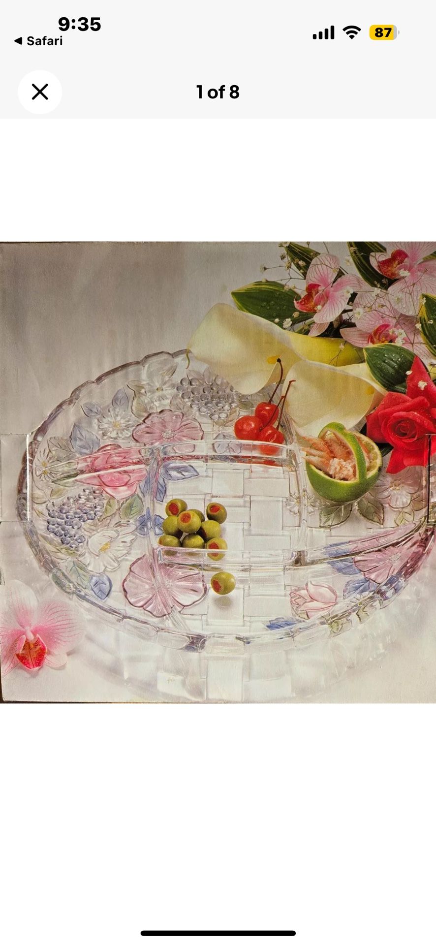 Vintage Japan SOGA Napoli Compartment Pastel Flower Plate Brand New Hand Painted