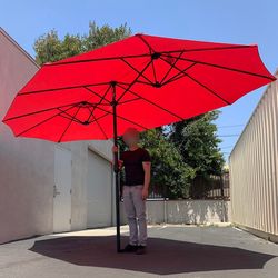 Brand New $95 Large 15 FT Double Sided Umbrella Outdoor Patio Garden Yard (Weight base not included)