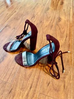 Lulu's Maricela Maroon Suede Lace Up Block Heels
