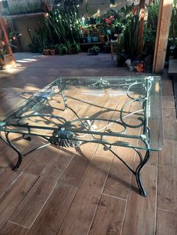 Coffee Table, Glass Heavy Iron Metal.