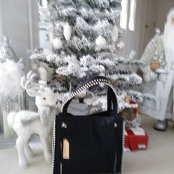Handbag - Black with Stud Trim