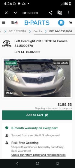 2009. 2013 Toyota Corolla left and right headlights used but clean