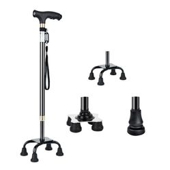New Heavy Duty 4 Prong  Adjustable Walking Cane With LED Light(retail$59