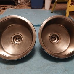 2 12 inch stainless steel sinks.