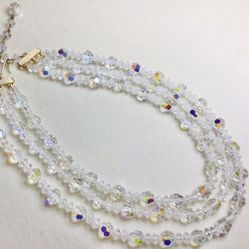 Gold Toned Crystal Choker Necklace 