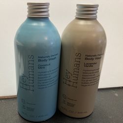 Set of two Hey Humans, naturally derived body wash, lavender vanilla and coconut mint