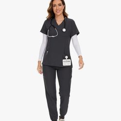 Black And Dark Gray Scrub Sets Size Large 