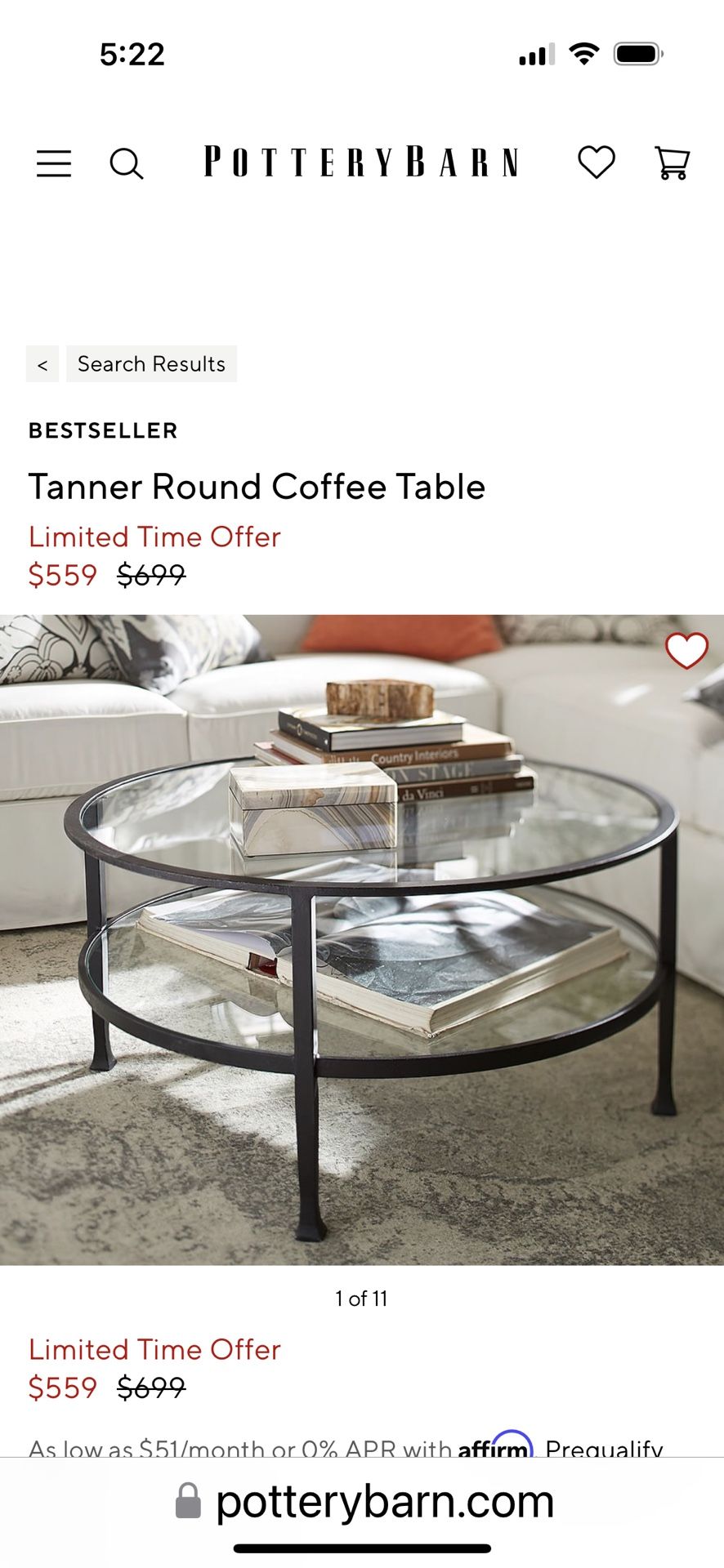 Pottery Barn Coffee Table