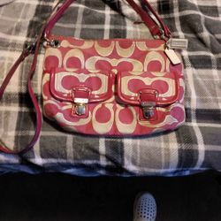 Pink And Silver Coach Crossbody