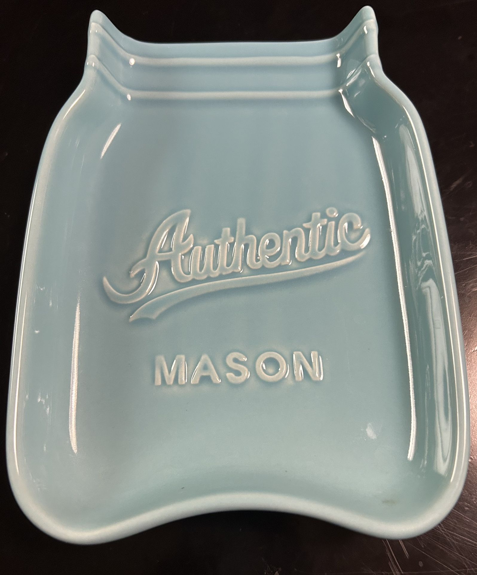 MASON Jar Shape Large Ceramic Spoon Rest 5.25” X 7.25” S