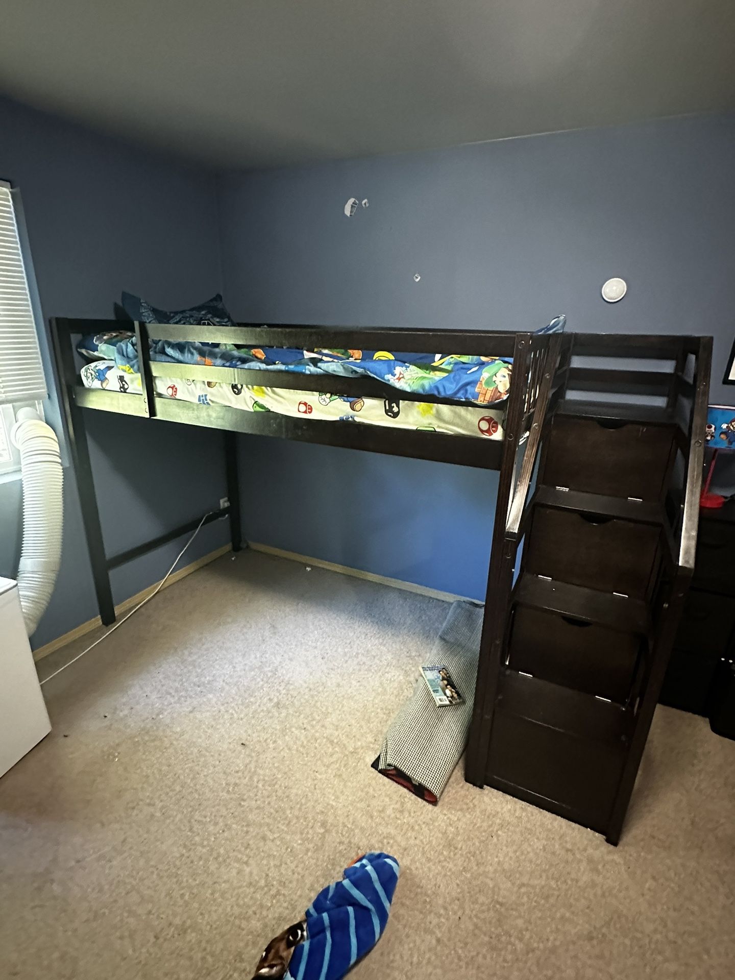 Twin Size Bed Frame With Attached Stairs And Drawers!