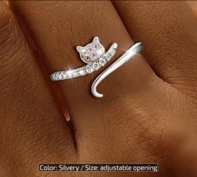 Silvery Cat Ring Small