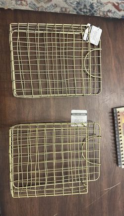 Set of 2 Gold Wire Wall File Baskets – New with Tags, Ashland