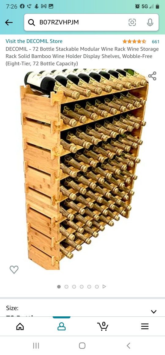 DECOMIL 72 Bottle Stackable Modular Wine Rack Wine Storage Rack Solid Bamboo Wine Holder Display Shelves, Wobble-Free (Eight-Tier, 72 Bottle Capacity)