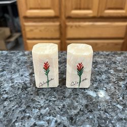 Vintage Stone Colorado Pair Of Salt And Pepper Shakers.  Preowned No Stoppers 