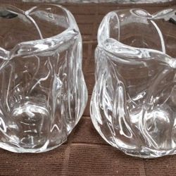 Beautiful 24% Lead Cristal Tulip Candle Holder Set