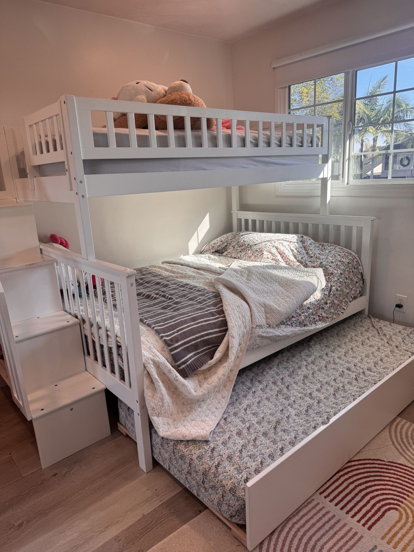 Bunk Bed With Trundle And Bookcase (3 Total Beds)